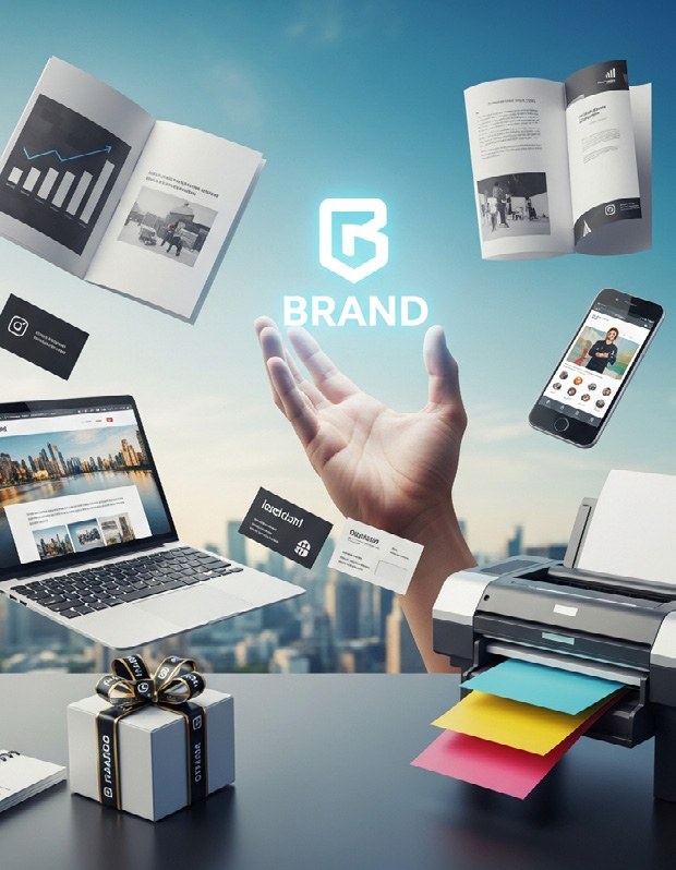 Printing and brand presentation illustration from the Basma Paradise company profile
